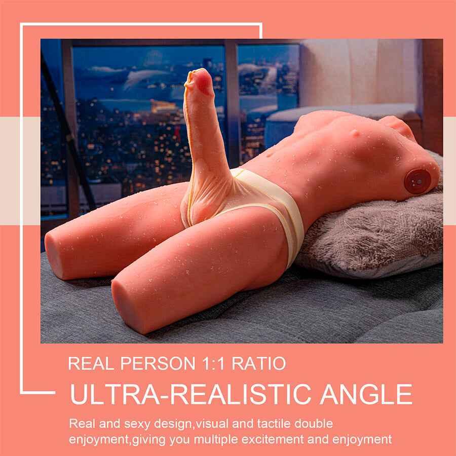 XISE - JASON HALBKÖRPER REALISTISCHER MÄNNLICHER TORSO MIT STOSS UND VIBRATION 55 CM - Vanelion Paradise