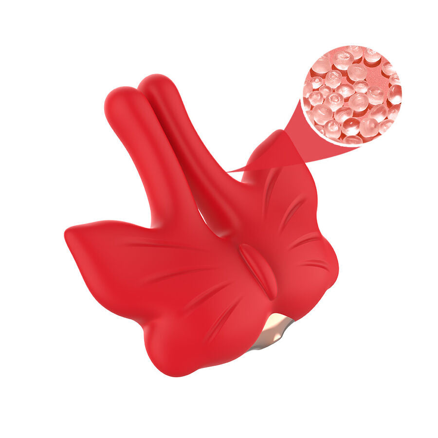 ARMONY - MAGNETISCHE NIPPELKLEMMEN MIT VIBRATION SCHMETTERLINGSFORM ROT