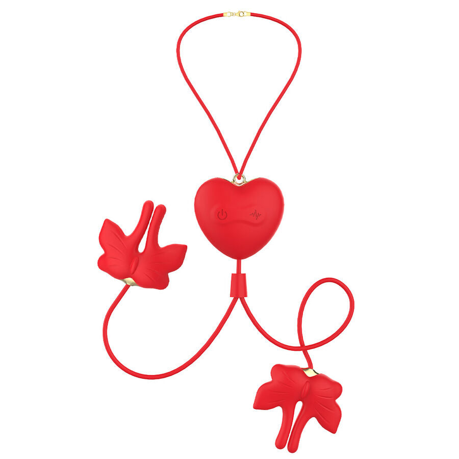 ARMONY - MAGNETISCHE NIPPELKLEMMEN MIT VIBRATION SCHMETTERLINGSFORM ROT