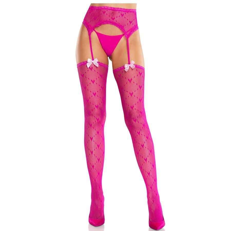 LEG AVENUE - HERZSTRÜMPFE MIT STRUMPFBÄNDERN MAGENTA - Vanelion Paradise