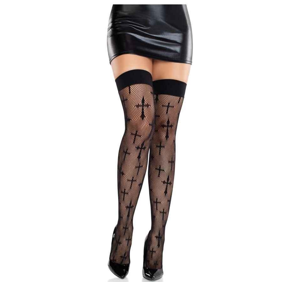 LEG AVENUE - WORSHIP ME SPITZENSTRÜMPFE SCHWARZ - Vanelion Paradise