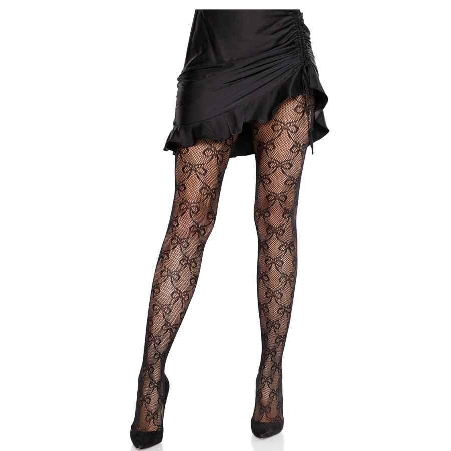 LEG AVENUE - NETZSTRUMPFHOSEN MIT SCHLEIFE SCHWARZ - Vanelion Paradise