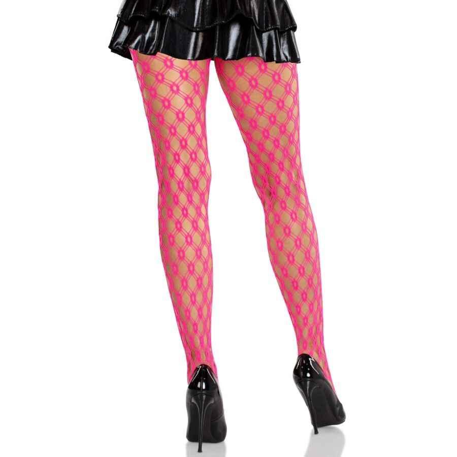 LEG AVENUE - SPITZENSTRUMPFHOSEN MIT ÖSEN NEON PINK - Vanelion Paradise