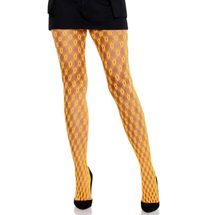 LEG AVENUE - SPITZENSTRUMPFHOSEN MIT ÖSEN NEON ORANGE - Vanelion Paradise