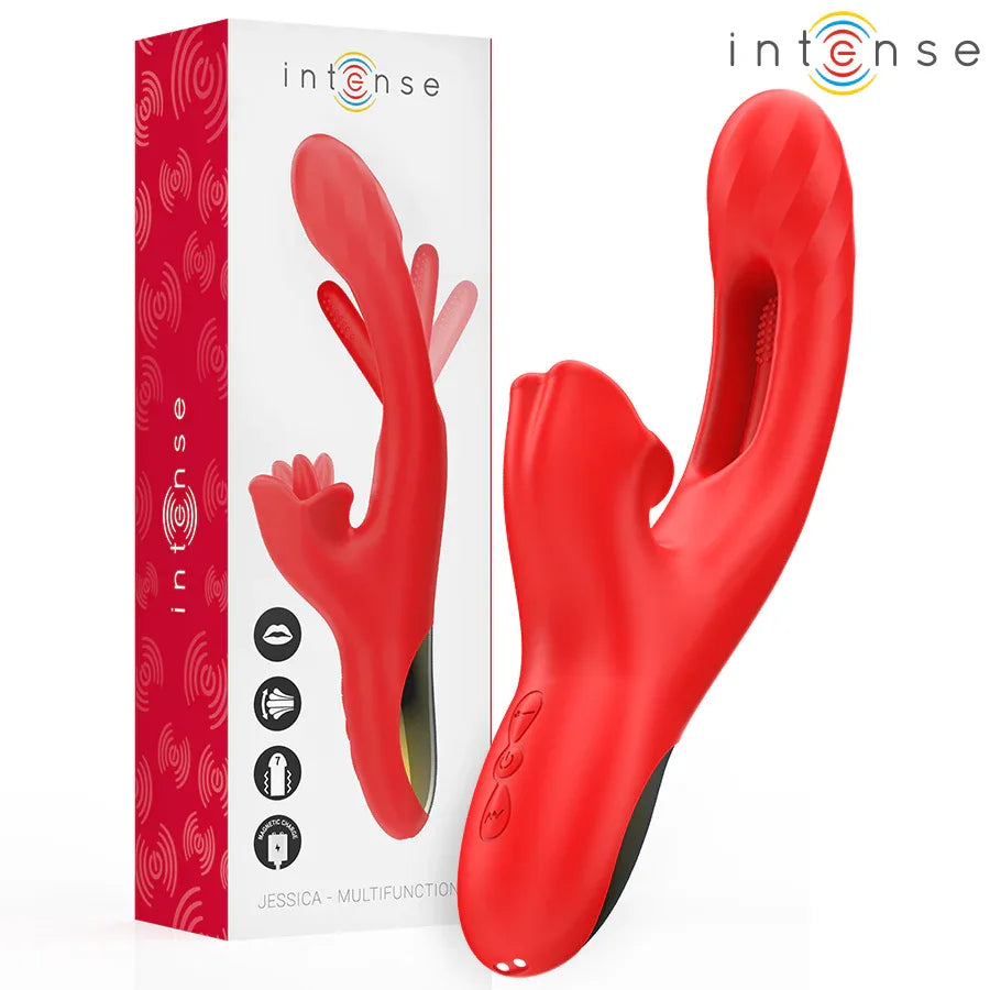 INTENSE - JESSICA MULTIFUNKTIONSVIBRATOR KLITORISSTIMULATION 24,8 CM ROT - Vanelion Paradise