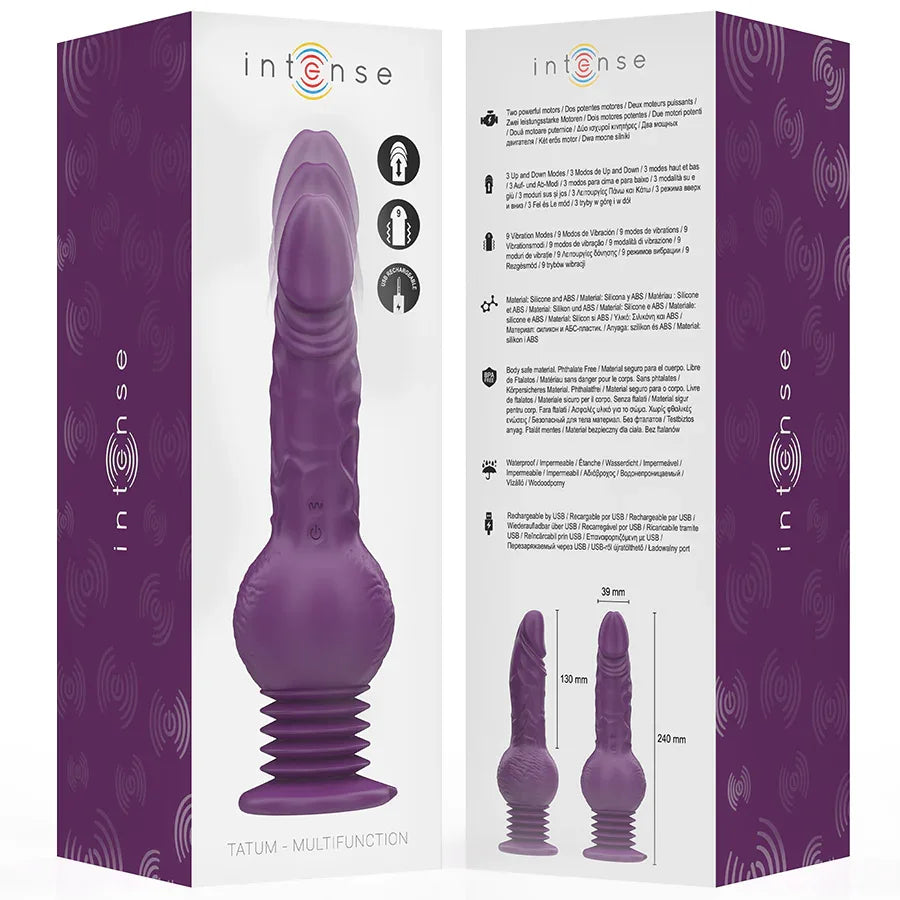 INTENSE - TATUM MULTIFUNKTIONSVIBRATOR MIT AUF- UND ABVIBRATION 24 CM LILA - Vanelion Paradise