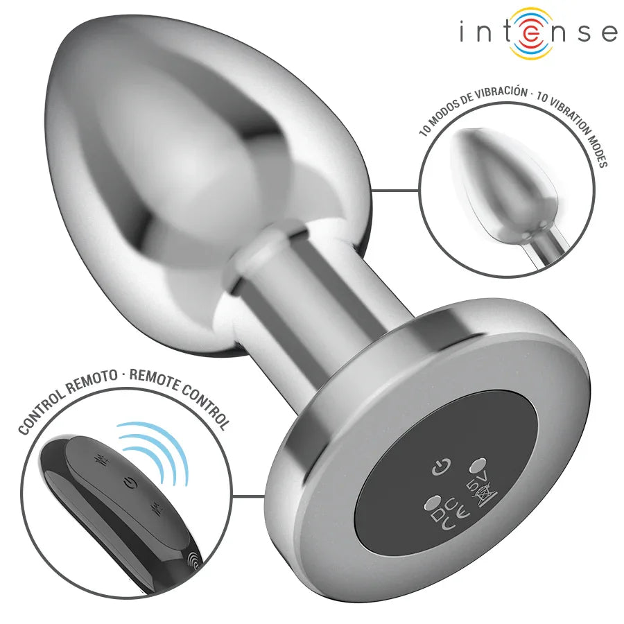 INTENSE - ANAL PLUG 10 VIBRATIONEN METALL MIT FERNBEDIENUNG L - Vanelion Paradise