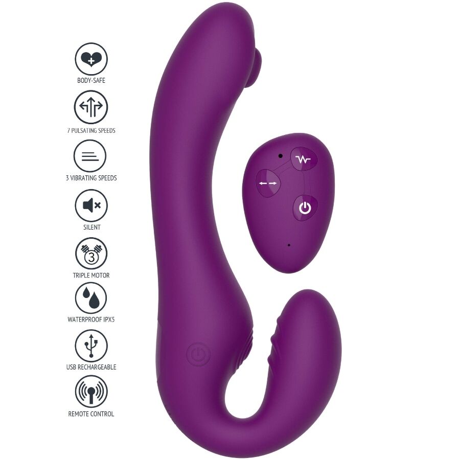 Xocoon Strapless Strap-On Pulse Vibe Paarvibrator in Lila – Produktansicht 2