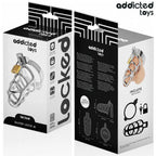 ADDICTED TOYS LOCKED - SILBERNES SCHLOSS PENISKÄFIG METALL GRÖSSE M - Vanelion Paradise
