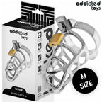ADDICTED TOYS LOCKED - SILBERNES SCHLOSS PENISKÄFIG METALL GRÖSSE M - Vanelion Paradise