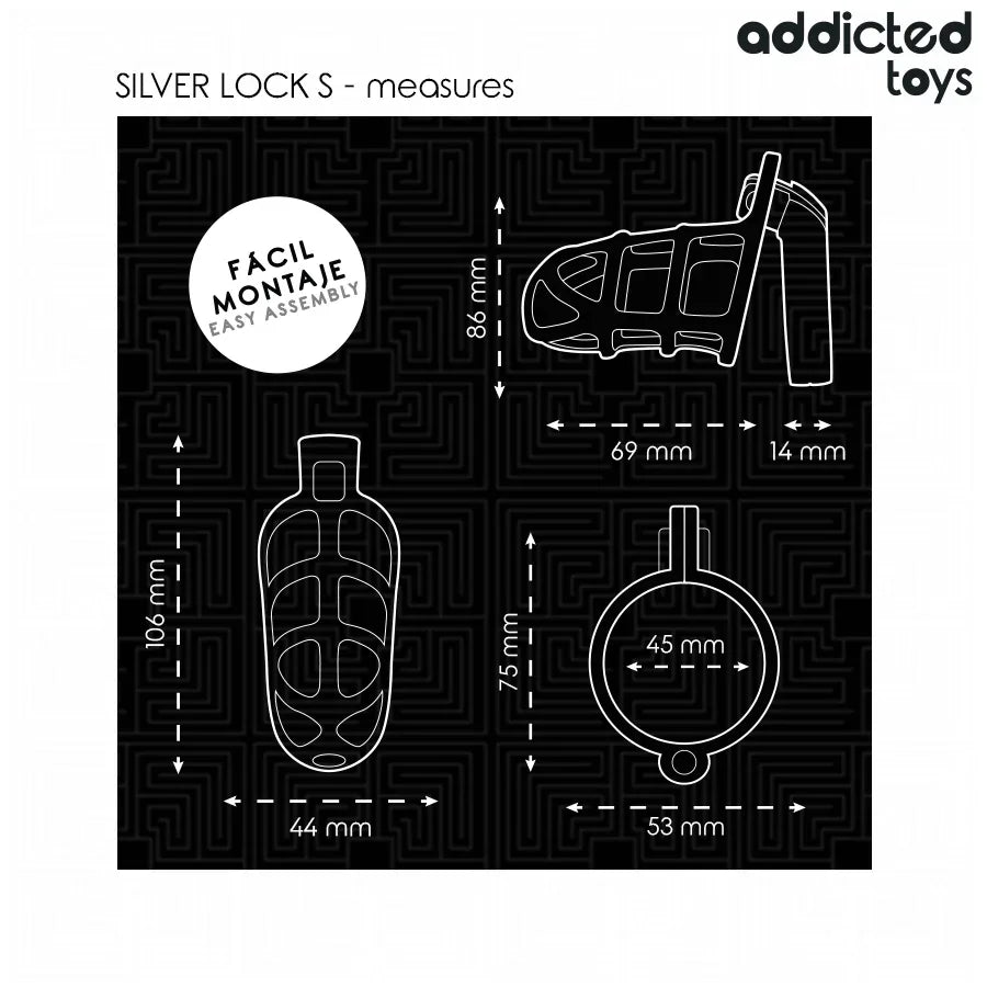ADDICTED TOYS LOCKED - SILBERNER PENISKÄFIG AUS METALL, GRÖSSE S - Vanelion Paradise