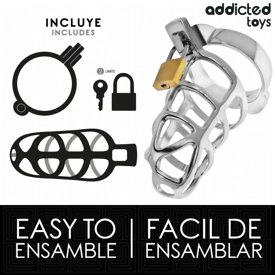 ADDICTED TOYS LOCKED - SILBERNER PENISKÄFIG AUS METALL, GRÖSSE S - Vanelion Paradise