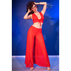 CHILIROSE - CR 4857 ROTES TOP- UND HOSENSET, GRÖSSE M