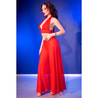 CHILIROSE - CR 4857 ROTES TOP- UND HOSENSET, GRÖSSE L