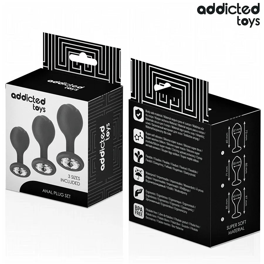 ADDICTED TOYS - 3ER-SET ANALPLUG MIT JUWEL - Vanelion Paradise