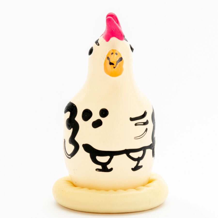CONDOMERIE - HANDBEMALTE NEUHEITSKONDOME COCKY ROOSTER