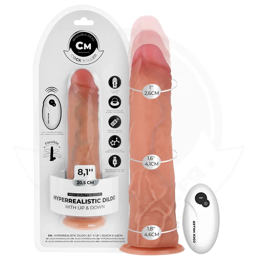 COCK MILLER - HYPERREALISTISCHER DILDO MIT SAUGNÄPFEN UND STOSSFUNKTION MIT FERNBEDIENUNG 20,5 CM - Vanelion Paradise