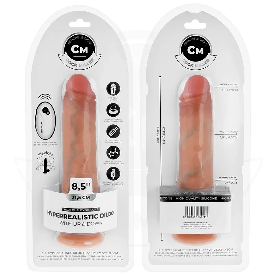 COCK MILLER - HYPERREALISTISCHER DILDO MIT SAUGNÄPFEN UND STOSSFUNKTION MIT FERNBEDIENUNG 21,5 CM - Vanelion Paradise