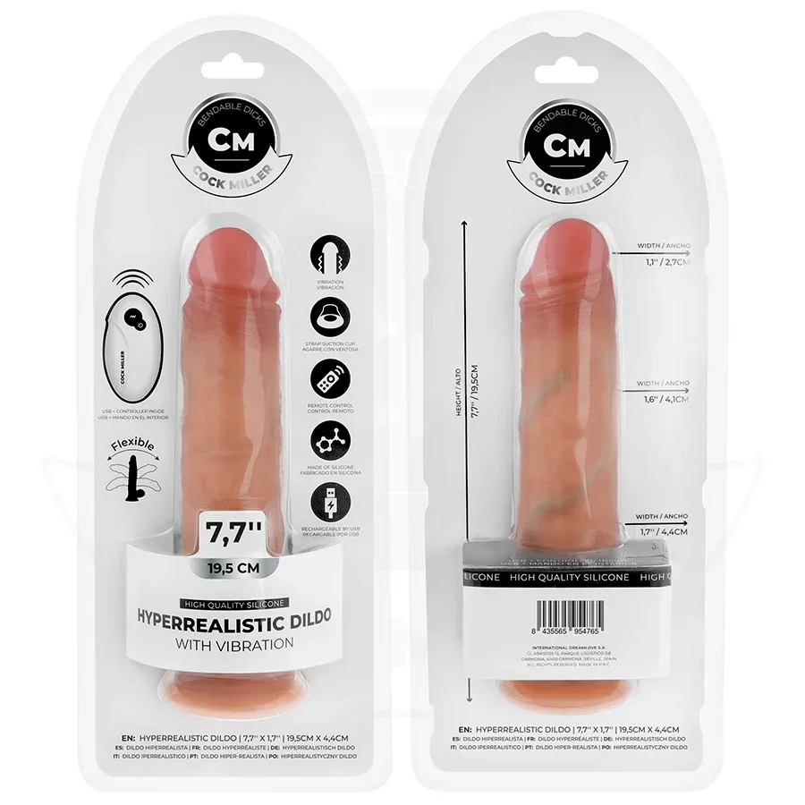 COCK MILLER - REALISTISCHER DILDO MIT SAUGNÄPFEN UND FERNBEDIENUNG UND VIBRATION 19,5 CM - Vanelion Paradise