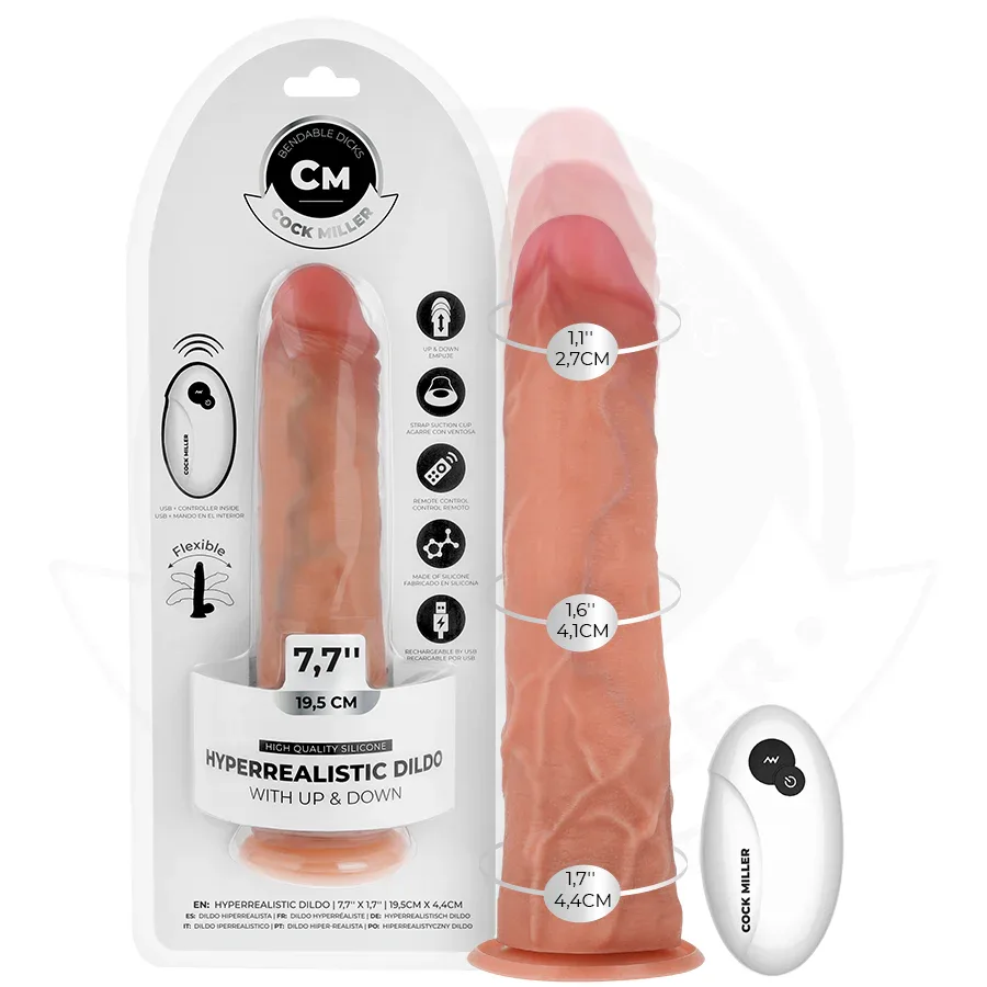COCK MILLER - HYPERREALISTISCHER DILDO MIT SAUGNÄPFEN UND STOSSFUNKTION MIT FERNBEDIENUNG 19,5 CM - Vanelion Paradise