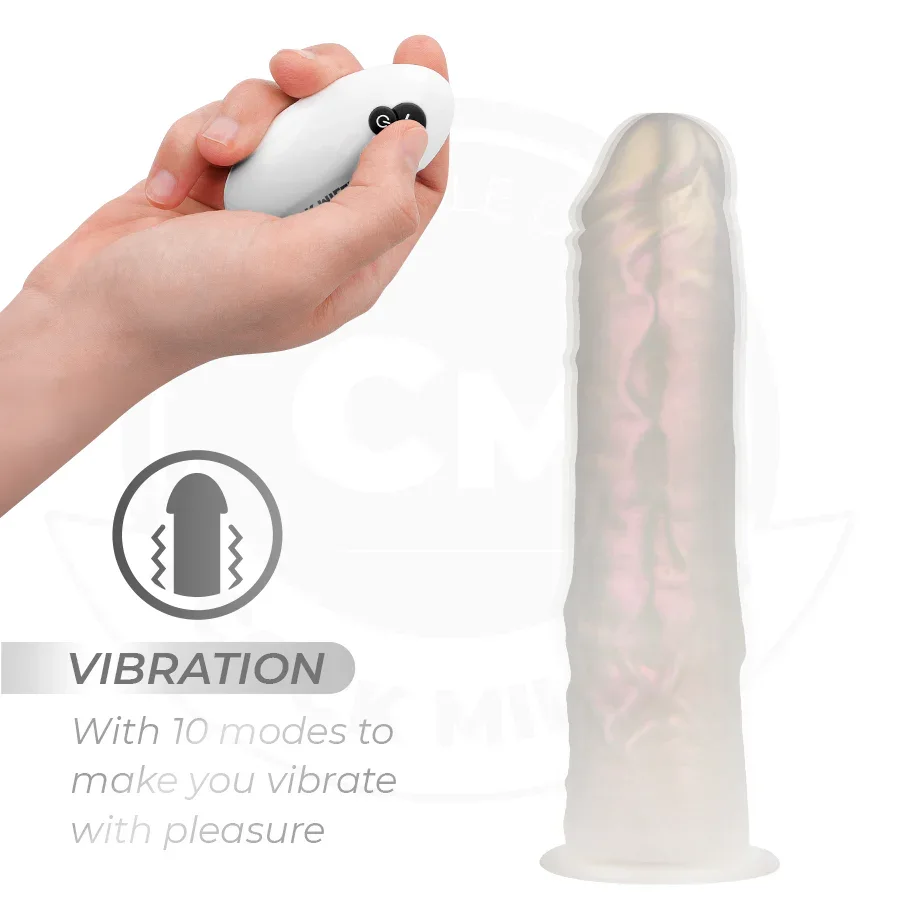 COCK MILLER - DILDO MIT SAUGNÄPFEN, LICHTERN UND VIBRATION MIT FERNBEDIENUNG WEISS 19,5 CM - Vanelion Paradise