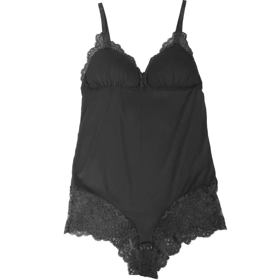 SUBBLIME - SCHWARZER TEDDY MIT BLUMENSPITZENDETAIL L/XL - Vanelion Paradise