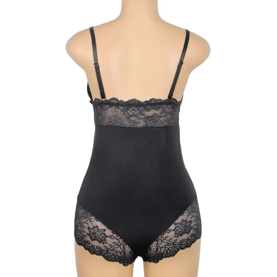 SUBBLIME - SCHWARZER TEDDY MIT BLUMENSPITZENDETAIL L/XL - Vanelion Paradise