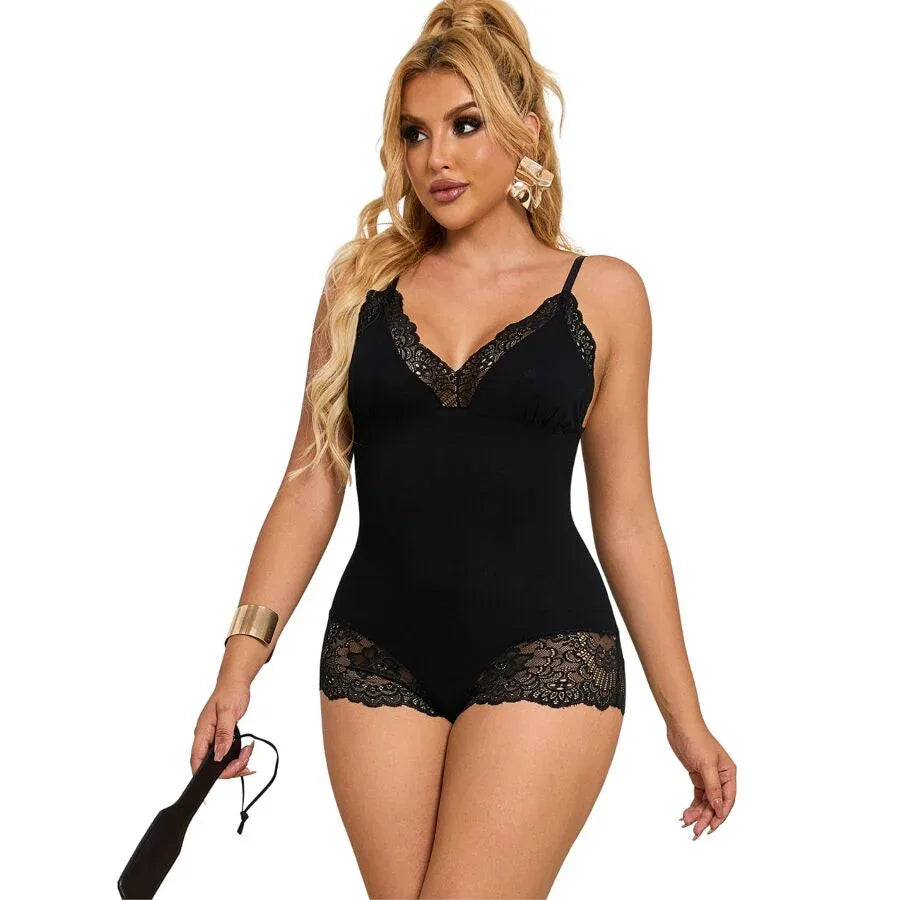 SUBBLIME - SCHWARZER TEDDY MIT BLUMENSPITZENDETAIL L/XL - Vanelion Paradise