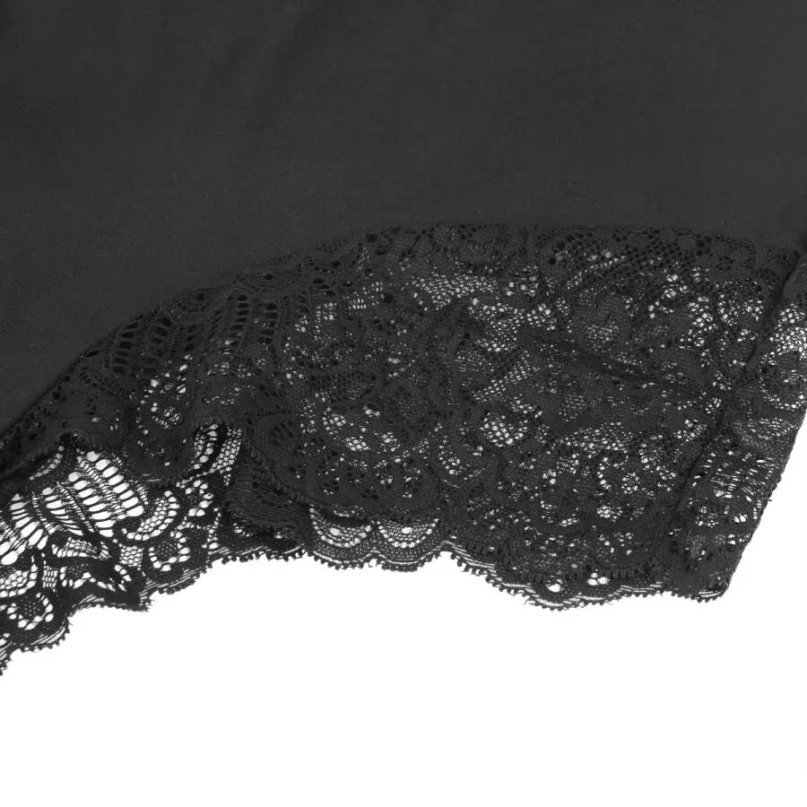 SUBBLIME - SCHWARZER TEDDY MIT BLUMENSPITZENDETAIL L/XL - Vanelion Paradise