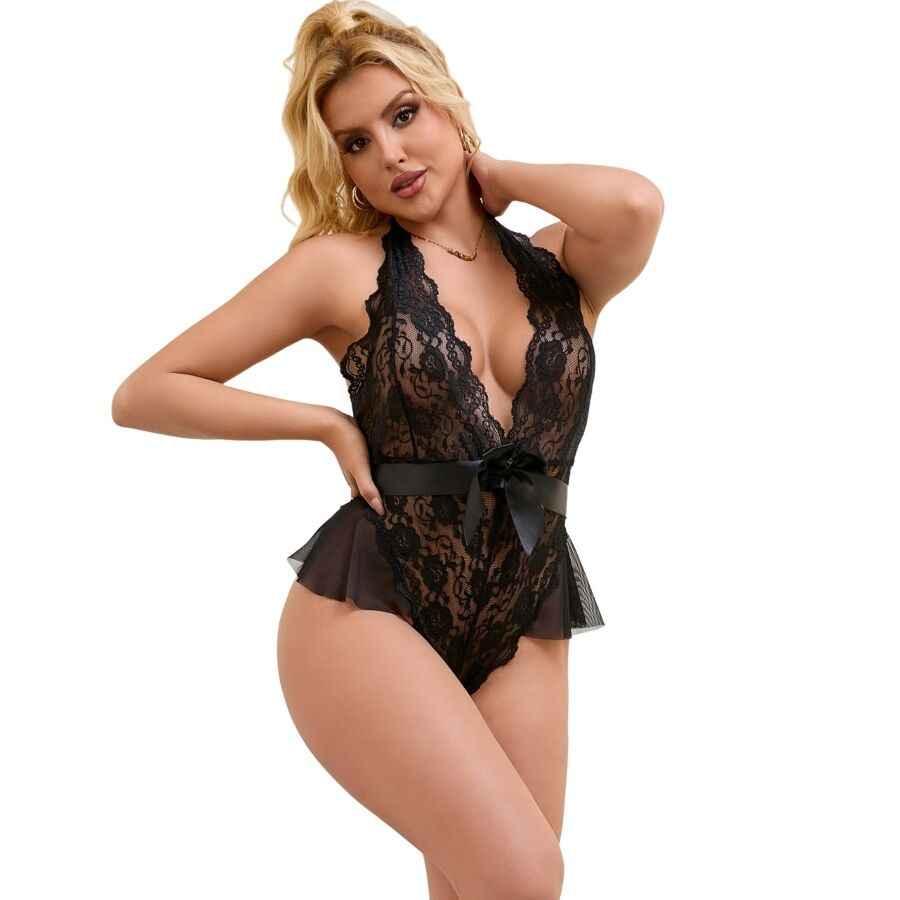 SUBBLIME - 930882 SEXY BODY MIT RÜSCHEN SCHWARZ L/XL - Vanelion Paradise
