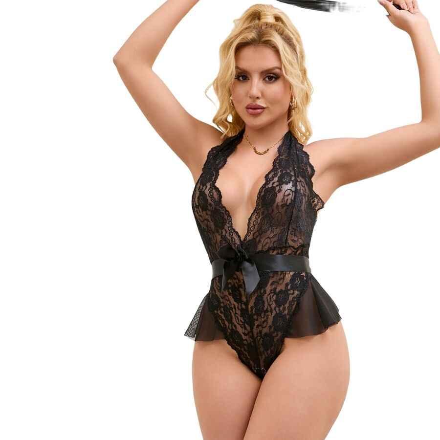 SUBBLIME - 930882 SEXY BODY MIT RÜSCHEN SCHWARZ L/XL - Vanelion Paradise
