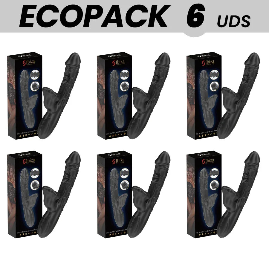 ECOPACKS 6 EINHEITEN - IBIZA VIBRATOR UND KLITORISSTIMULATOR MIT BEISS- UND ROTATIONSEFFEKT - Vanelion Paradise