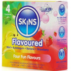 SKINS - PREMIUM-KONDOME MIT VERSCHIEDENEN GESCHMACKSRICHTUNGEN, 4ER-PACK - Vanelion Paradise