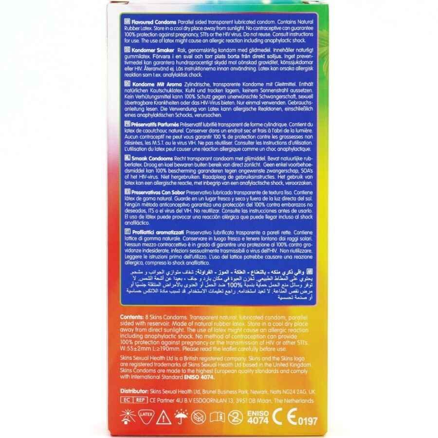 SKINS - PREMIUM-KONDOME MIT VERSCHIEDENEN GESCHMACKSRICHTUNGEN, 8ER-PACK - Vanelion Paradise