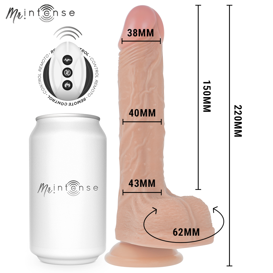 MR INTENSE – BALDWIN REALISTISCHES MULTIFUNKTIONSGERÄT MIT VIBRATION, AUF- UND AB-FERNBEDIENUNG, 22 CM – ODER – 4 CM