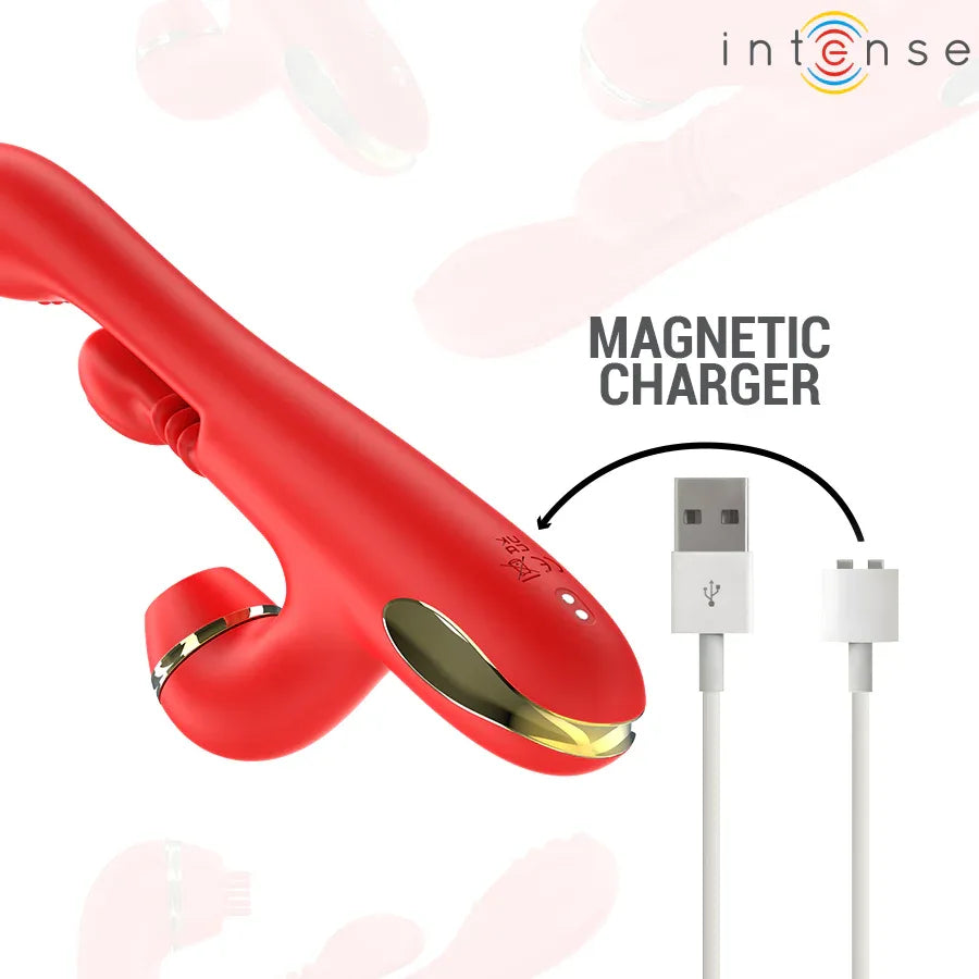 INTENSE - KATY MULTIFUNKTIONS-KLITORIS-STIMULATOR 4 AUSTAUSCHBARE KÖPFE ROT - Vanelion Paradise