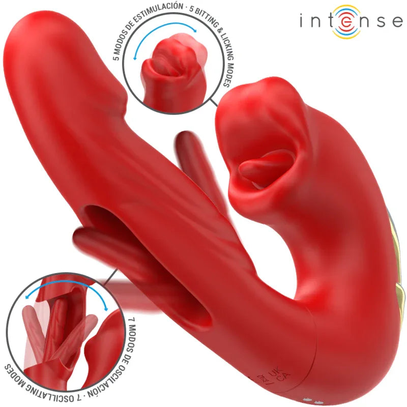 INTENSE - NATHY DOPPELVIBRATOR MIT MULTIFUNKTIONS-STIMULIERENDER MUND ROT - Vanelion Paradise