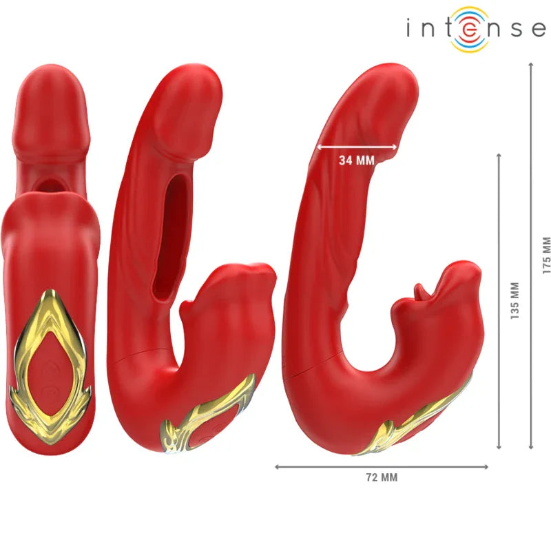 INTENSE - NATHY DOPPELVIBRATOR MIT MULTIFUNKTIONS-STIMULIERENDER MUND ROT - Vanelion Paradise