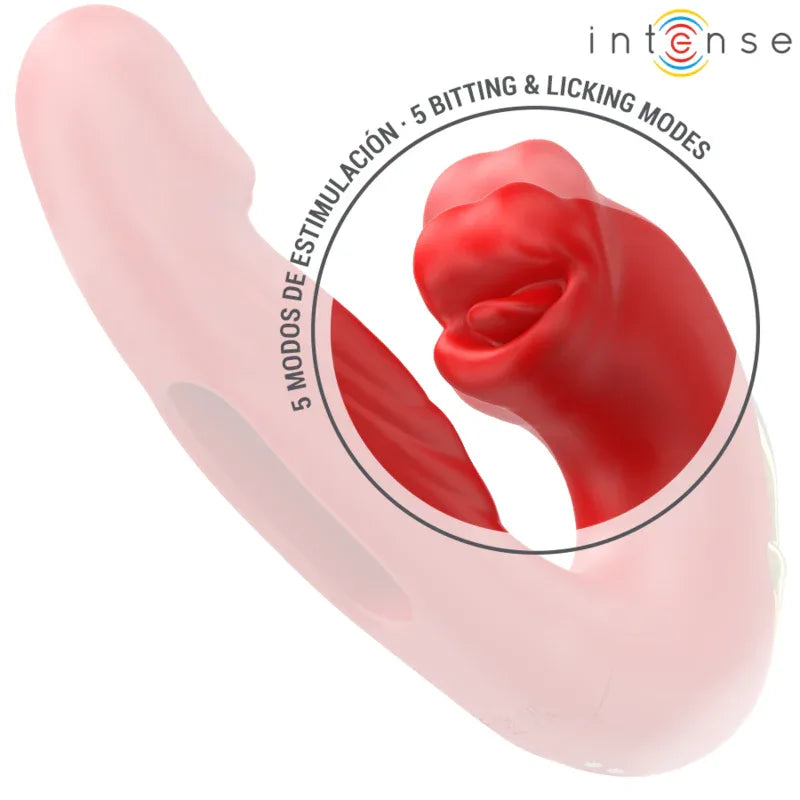 INTENSE - NATHY DOPPELVIBRATOR MIT MULTIFUNKTIONS-STIMULIERENDER MUND ROT - Vanelion Paradise