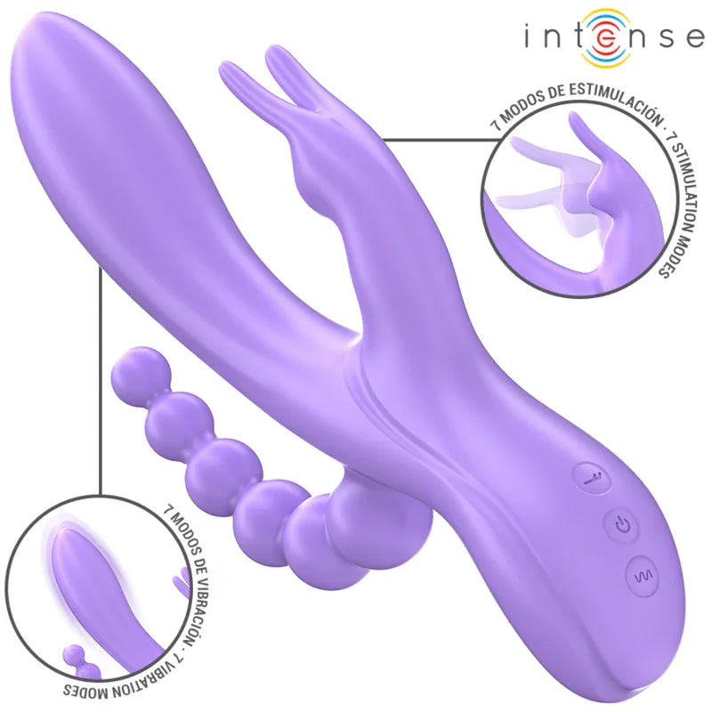 INTENSE - MIKO DREIFACHVIBRATOR RABBIT & STIMULATOR & ANAL 7 VIBRATIONEN LILA - Vanelion Paradise