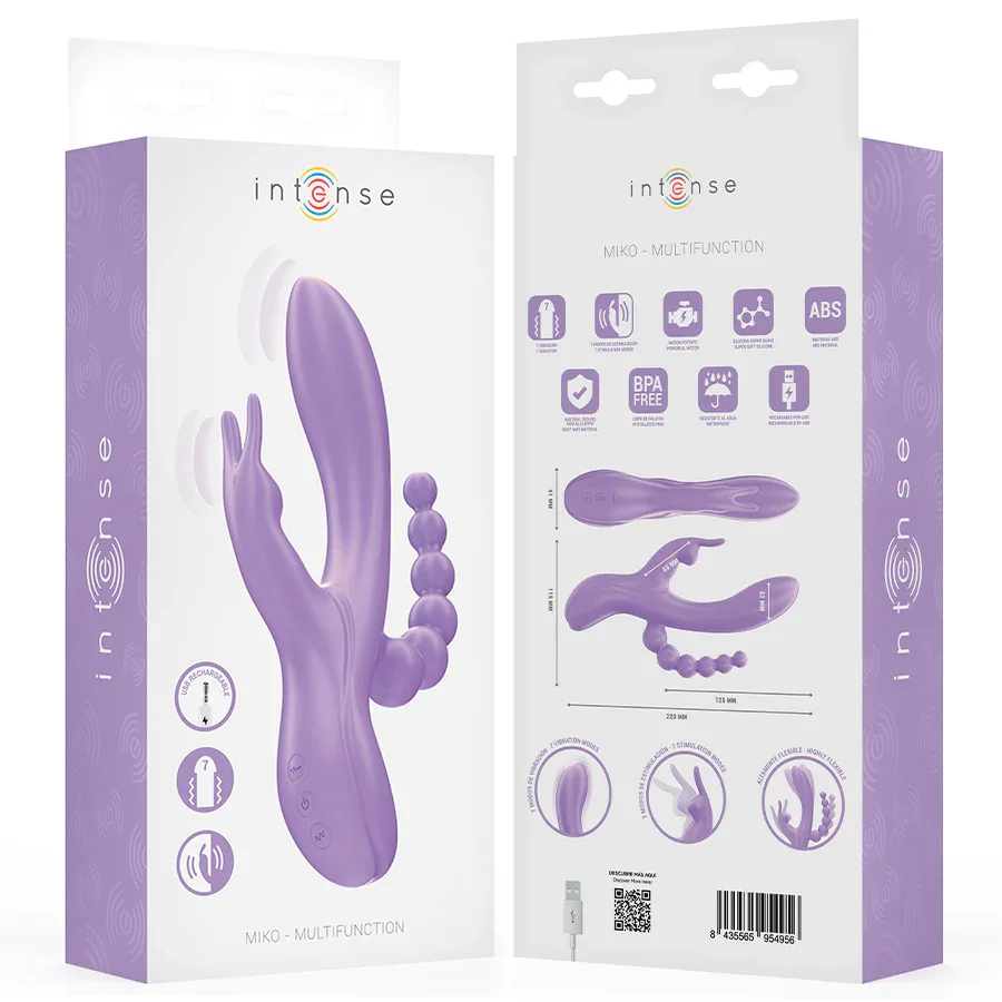 INTENSE - MIKO DREIFACHVIBRATOR RABBIT & STIMULATOR & ANAL 7 VIBRATIONEN LILA - Vanelion Paradise