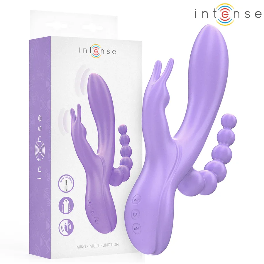 INTENSE - MIKO DREIFACHVIBRATOR RABBIT & STIMULATOR & ANAL 7 VIBRATIONEN LILA - Vanelion Paradise