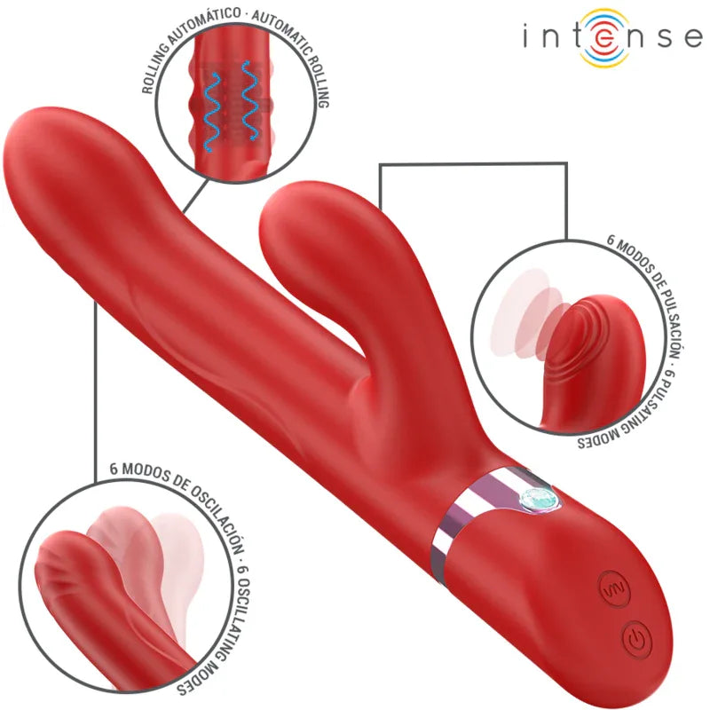 INTENSE - LELE MULTIFUNKTIONSVIBRATOR ROTIEREND & OSZILLATION & STIMULATION ROT - Vanelion Paradise