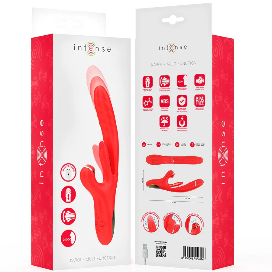 INTENSE - KAROL MULTIFUNKTIONSVIBRATOR STOSS & STIMULATION & STIMULIERENDE WELLEN ROT - Vanelion Paradise