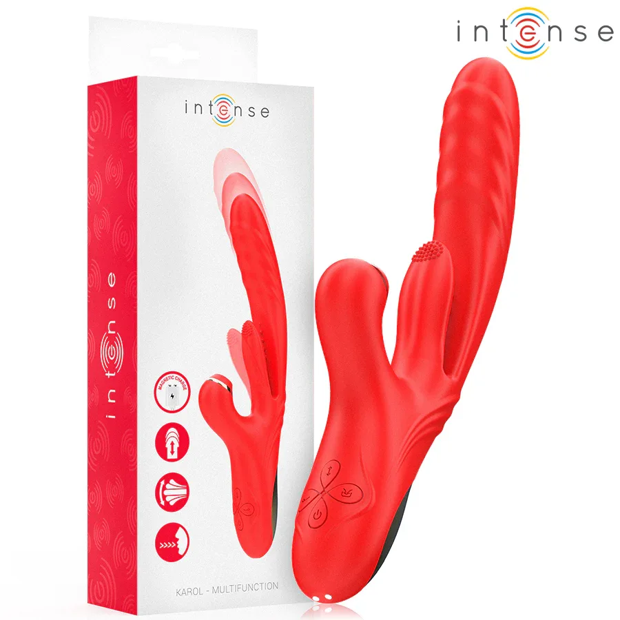 INTENSE - KAROL MULTIFUNKTIONSVIBRATOR STOSS & STIMULATION & STIMULIERENDE WELLEN ROT - Vanelion Paradise