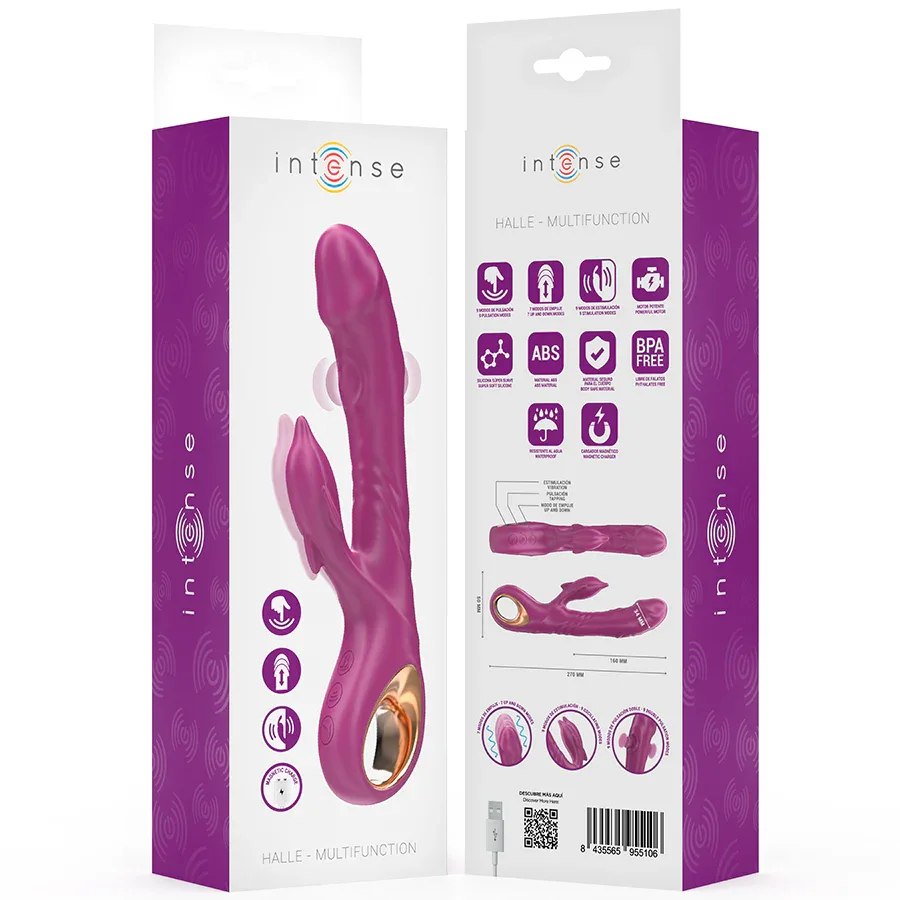INTENSE - HALLE MULTIFUNKTIONSVIBRATOR MIT DELFIN-STIMULIERENDER ZUNGE LILA - Vanelion Paradise