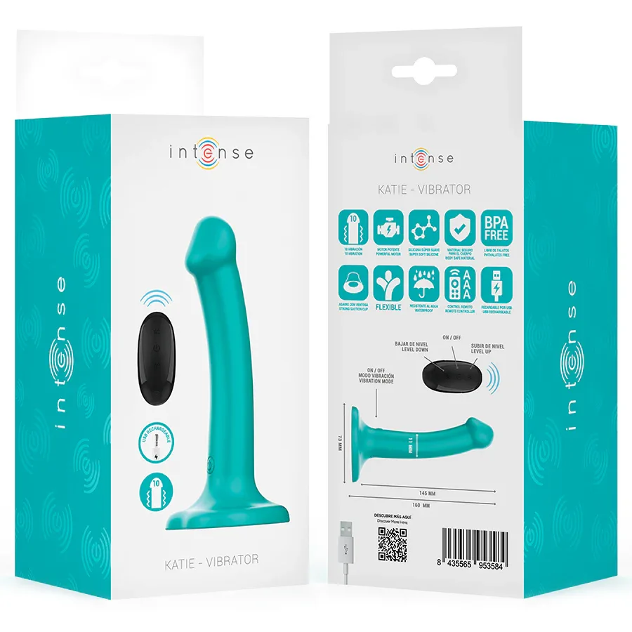INTENSE - KATIE VIBRATOR MIT SAUGNÄPFEN 10 VIBRATIONEN BLAU FERNBEDIENUNG - Vanelion Paradise