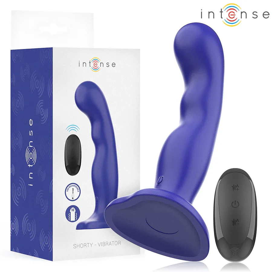 INTENSE - SHORTY VIBRATOR MIT SAUGNÄPFEN BLAU FERNBEDIENUNG - Vanelion Paradise
