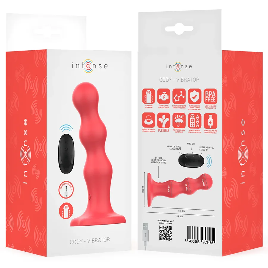 INTENSE - CODY VIBRATOR MIT SAUGNÄPFEN ROTE FERNBEDIENUNG - Vanelion Paradise