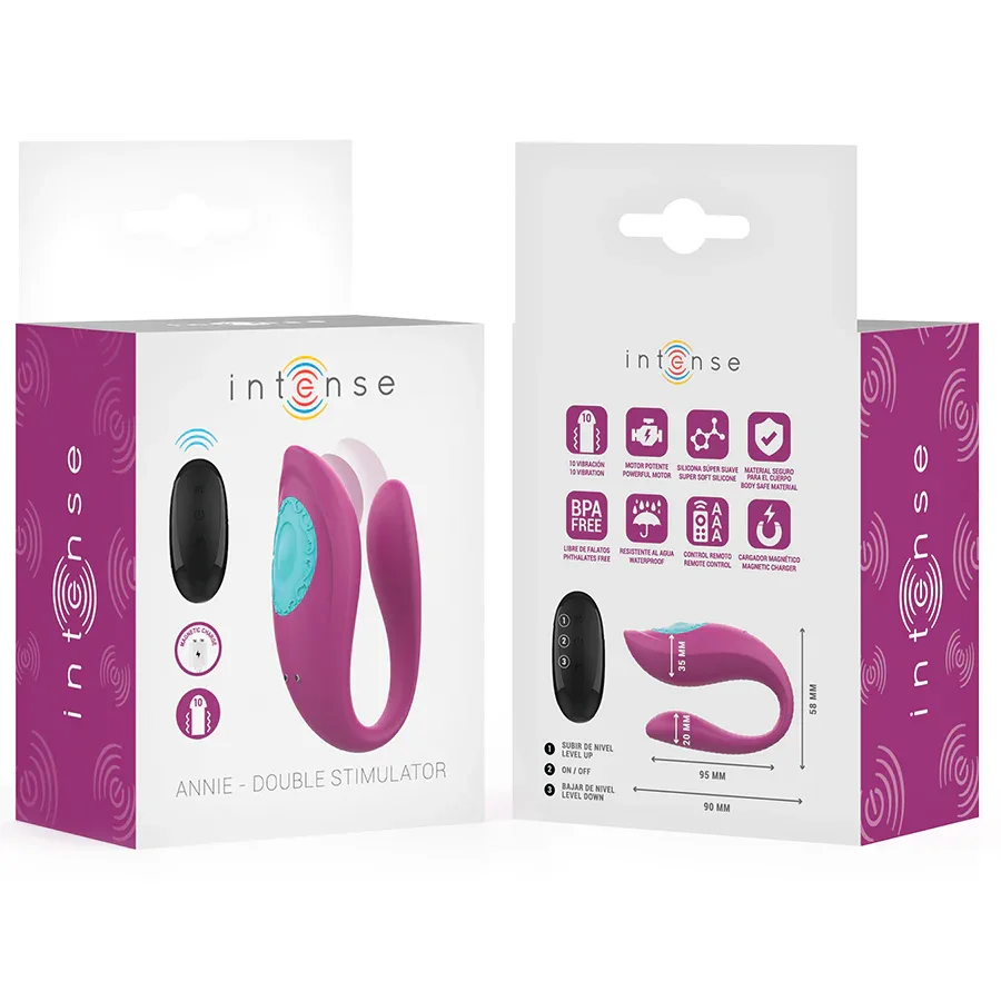 INTENSE - ANNIE U-FÖRMIGER VIBRATOR UND STIMULATOR LILA FERNBEDIENUNG - Vanelion Paradise